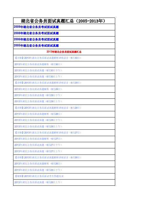 湖北省公务员面试真题汇总(2005-2013年)