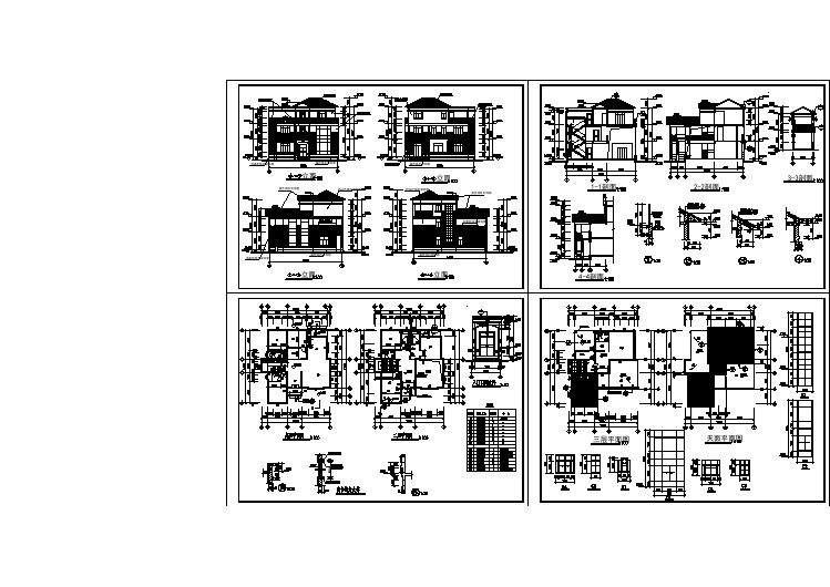 某2层田园式独栋别墅建筑设计施工图(含效果图)