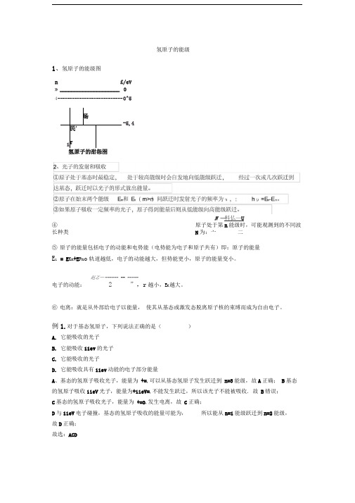 氢原子的能级解析及经典例题