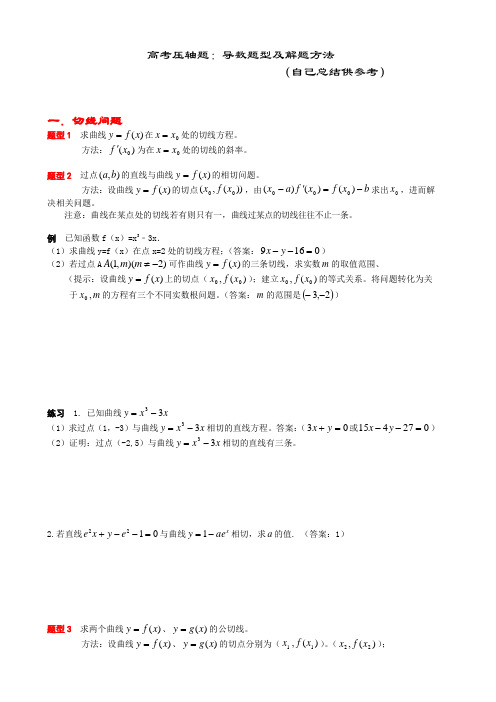 (完整版)高考导数题型归纳