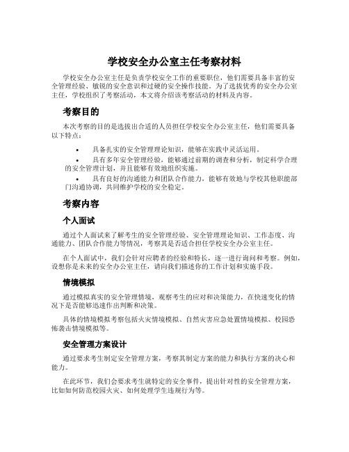 学校安全办公室主任考察材料