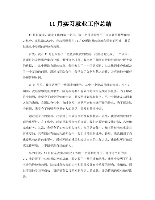 11月实习就业工作总结