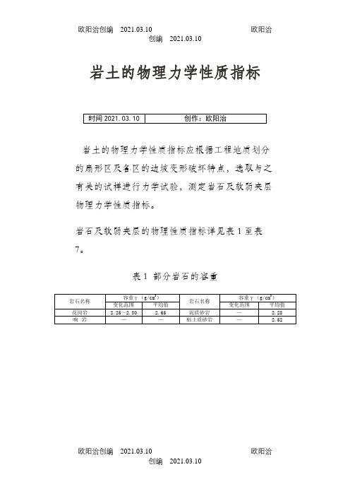 岩土的物理力学性质参数之欧阳治创编