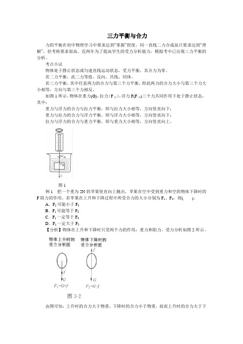 三力平衡与合力问题