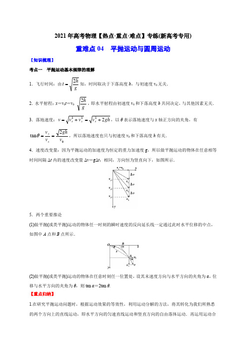 重难点04 平抛运动与圆周运动(教师版含解析)