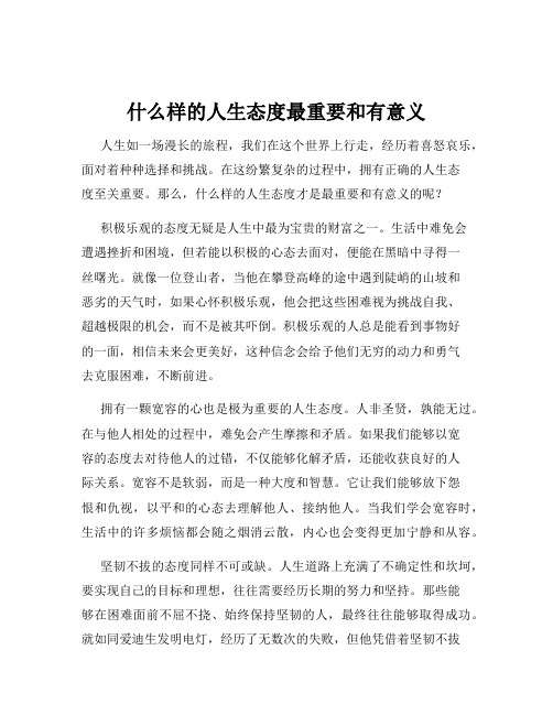 什么样的人生态度最重要和有意义