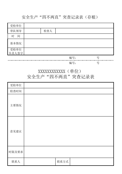 安全生产“四不两直”突查记录表