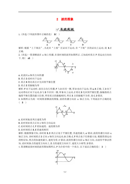 高中物理 第十二章 2 波的图象练习(含解析)新人教版选修3-4