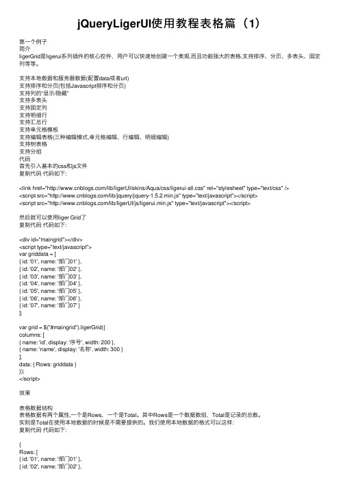 jQueryLigerUI使用教程表格篇（1）