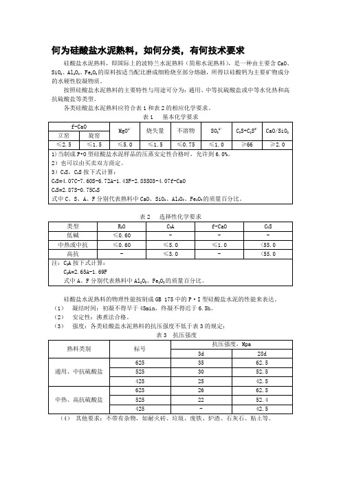 1、何为硅酸盐水泥熟料,如何分类,有何技术要求