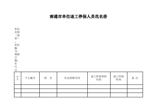 南通市单位退工停保人员花名册