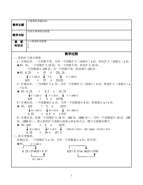 苏教 五上 小数乘除易错题