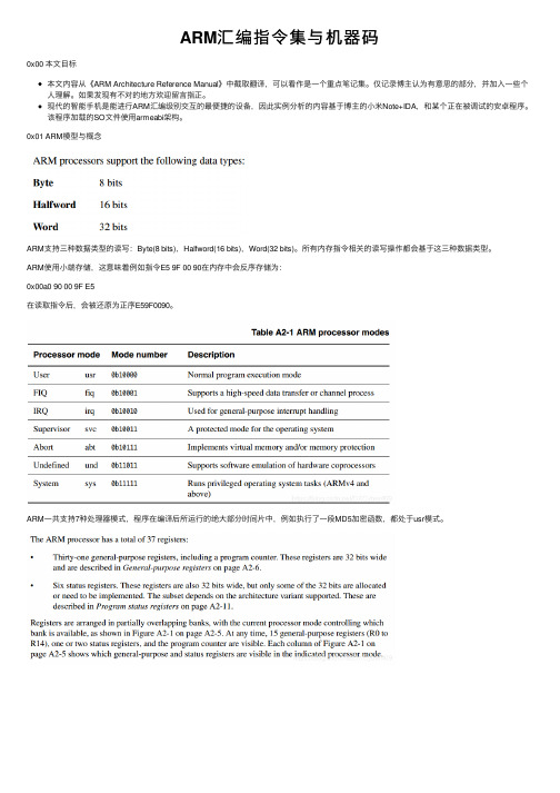 ARM汇编指令集与机器码