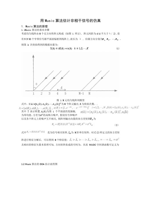 用Music算法估计非相干信号的仿真