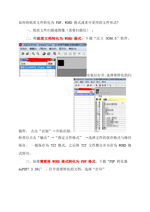 纸质文档快速转化word、PDF