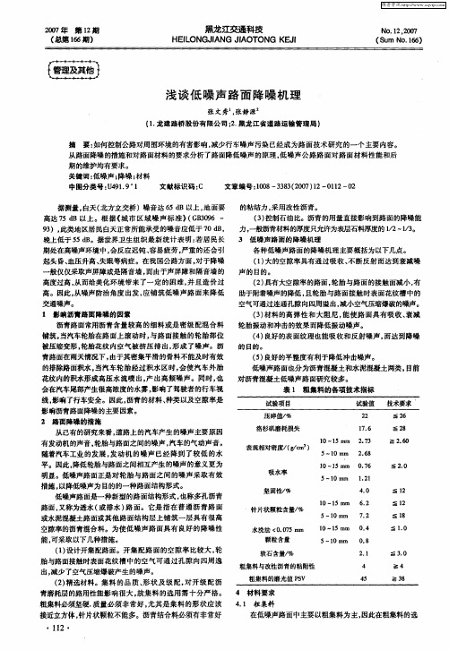 浅谈低噪声路面降噪机理