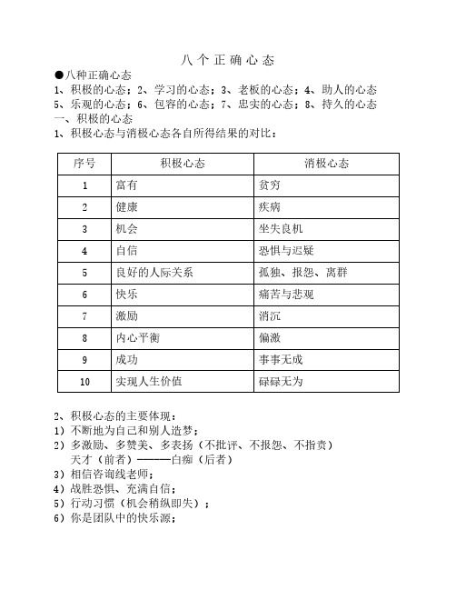 八个正确心态