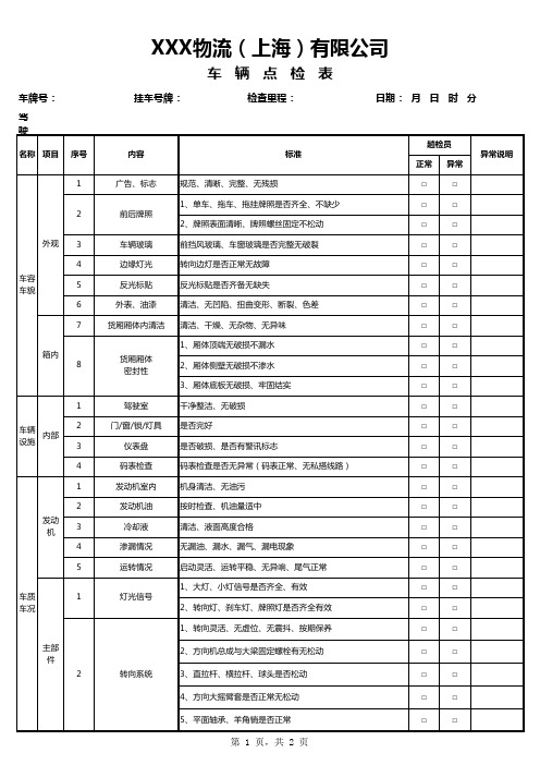 车辆点检表单