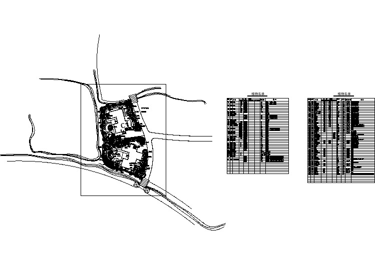 双拼别墅庭院cad景观设计图纸（植物多）