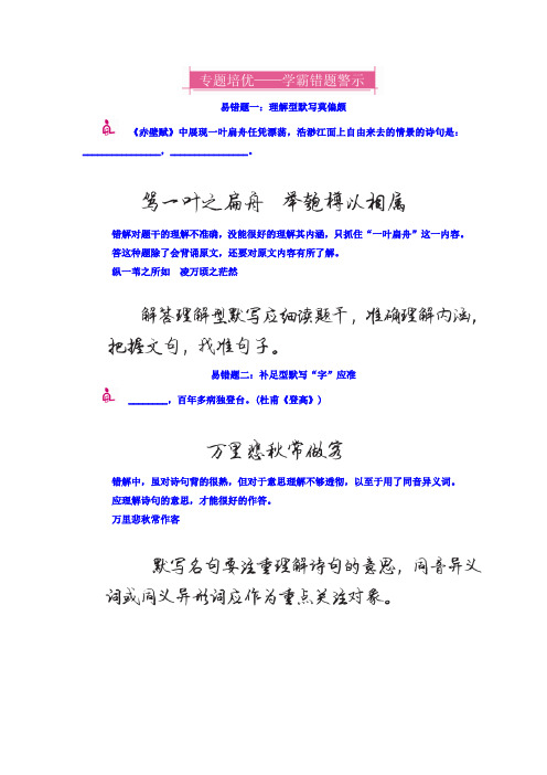 高考语文异构异模复习考案习题 专题十 默写常见的名句名篇 专题培优 Word版含答案