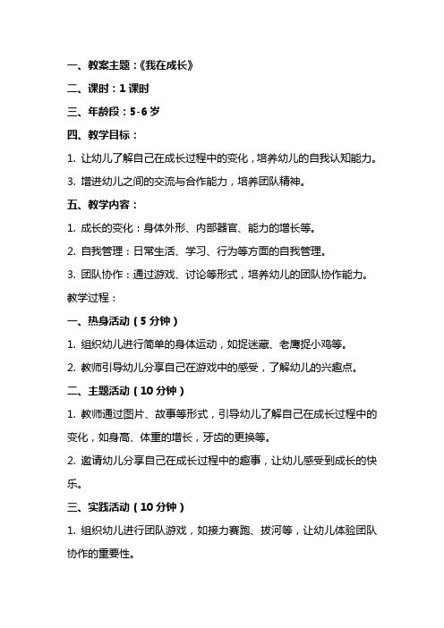 大班社会公开课教案及教学反思《我在成长》