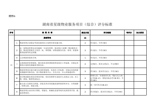 综合星级评分标准