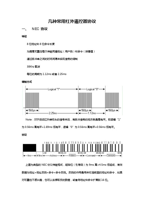 几种常用红外遥控器协议