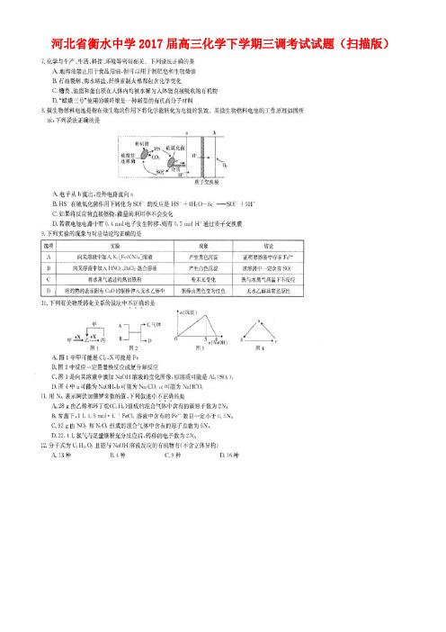 河北省衡水中学高三化学下学期三调考试试题(扫描版)