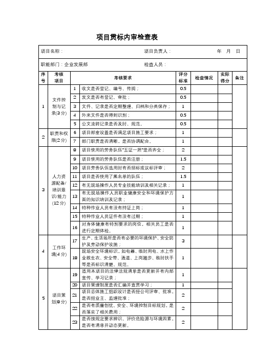 项目贯标内审检查表