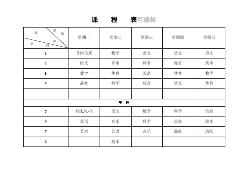 课程表模板word电子版