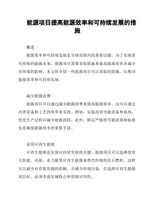 能源项目提高能源效率和可持续发展的措施