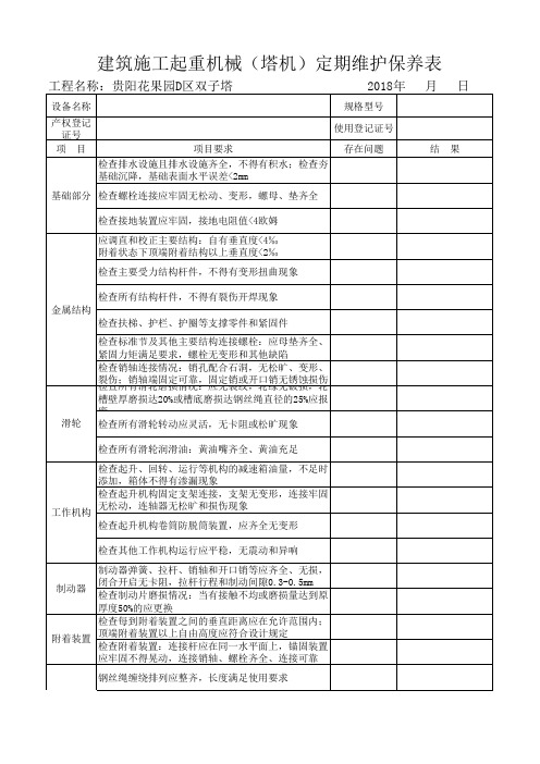 塔吊定期维保记录