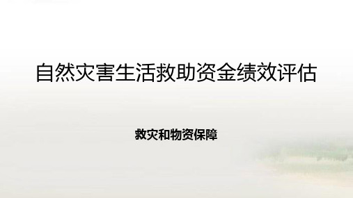 自然灾害生活救助资金绩效评估