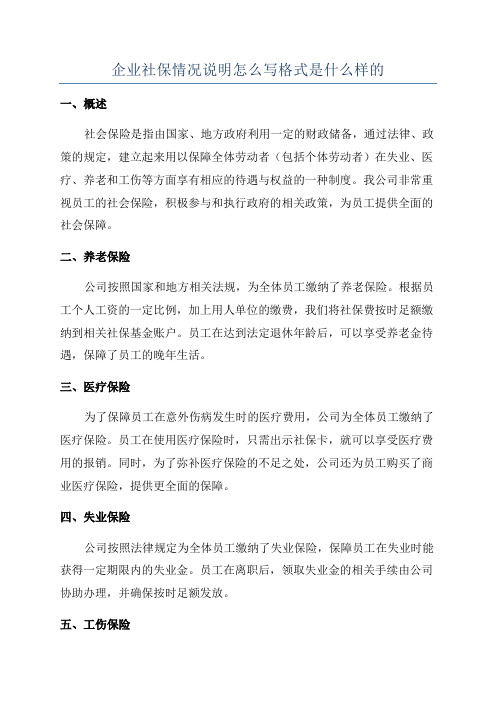 企业社保情况说明怎么写格式是什么样的