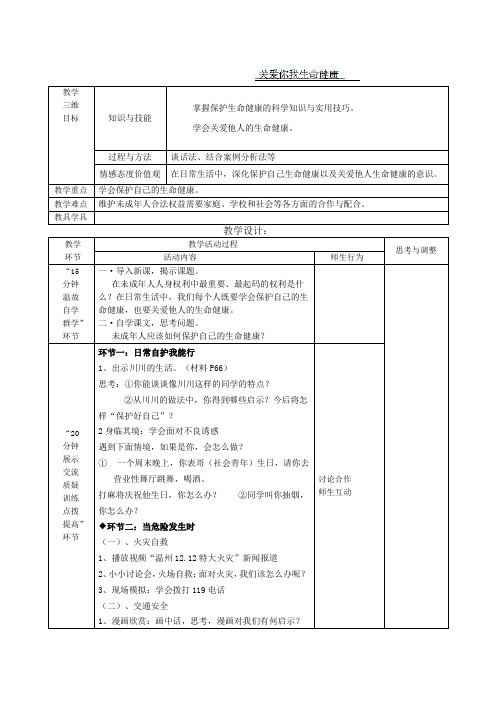 江苏省启东市南阳中学七年级政治下册《第二十一课第二框 关爱你我生命健康