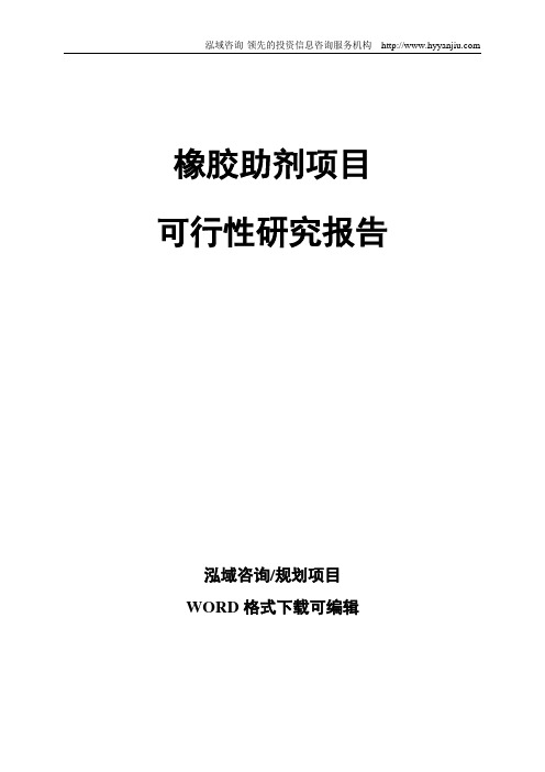 橡胶助剂项目可行性研究报告