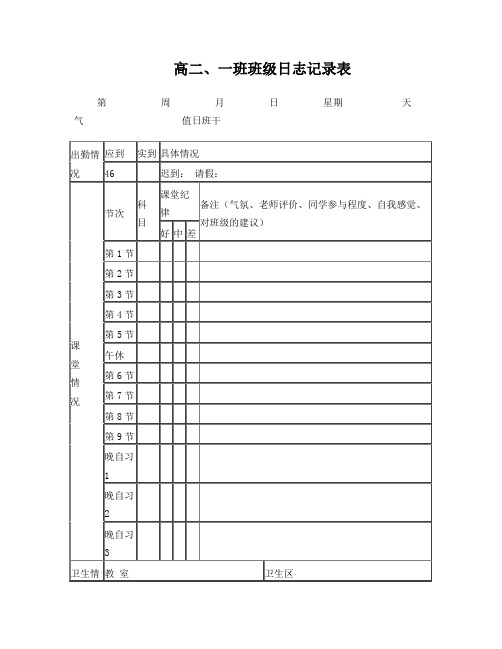 班级日志和作业统计表