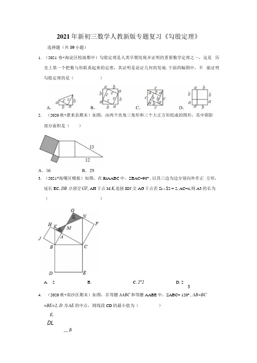 2021年新初三数学人教新版专题复习《勾股定理》.docx