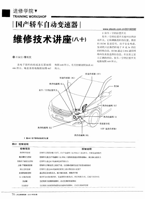 国产轿车自动变速器维修技术讲座(八十)(1)