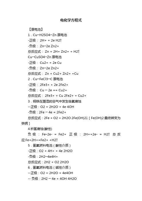 电化学方程式