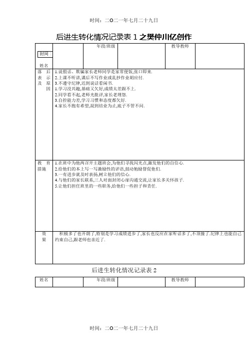 小学后进生转化记录(详细)