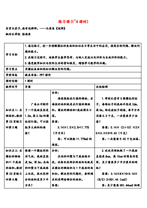 人教版六年级数学下册练习课(1~4课时)(导学案)精品
