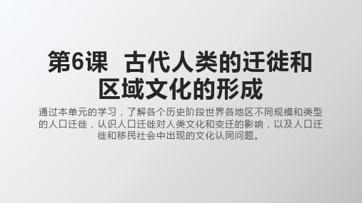 古代人类的迁徙和区域文化的形成优质课件统编版高中历史选择性必修PPT(1)