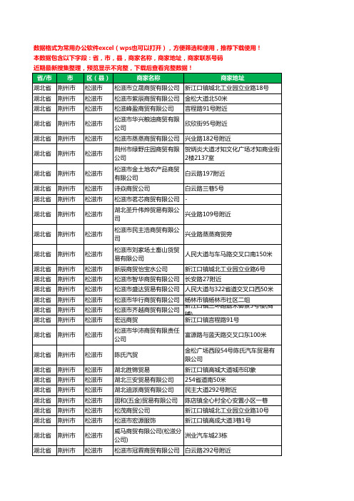 2020新版湖北省荆州市松滋市商贸有限公司工商企业公司商家名录名单黄页联系电话号码地址大全43家