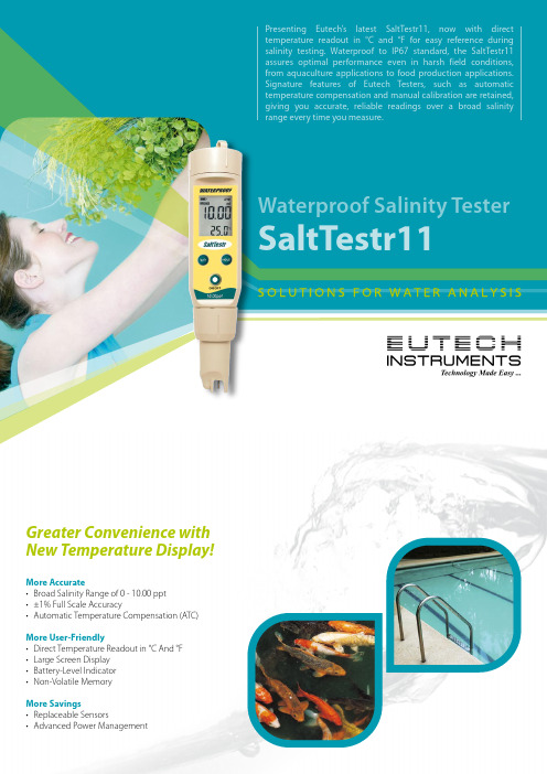 Eutech SaltTestr11 Waterproof Salinity Tester说明书