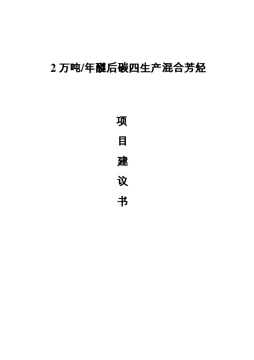 年2万吨醚后碳四生产混合芳烃项目可行性论证报告