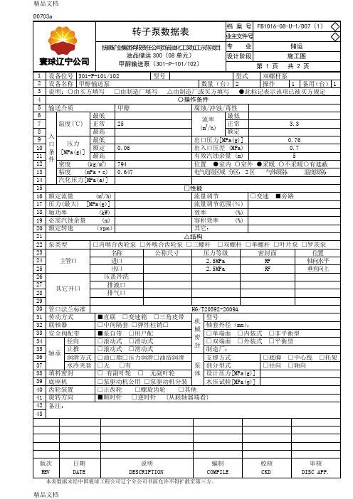 (整理)原料罐区泵数据表.