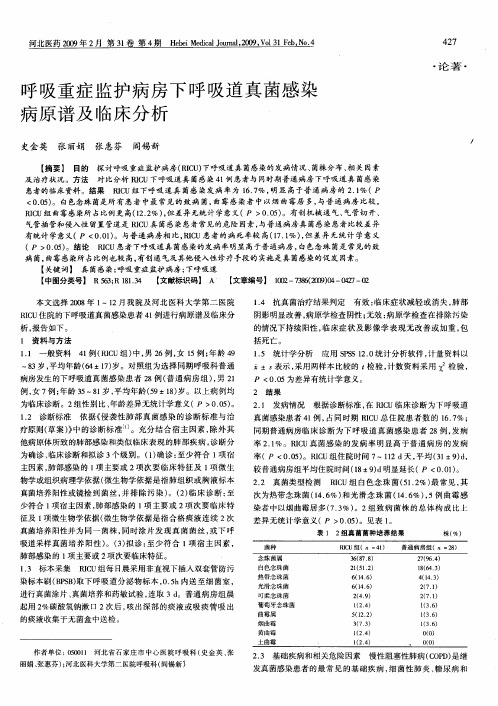 呼吸重症监护病房下呼吸道真菌感染病原谱及临床分析