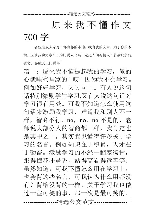 原来我不懂作文700字