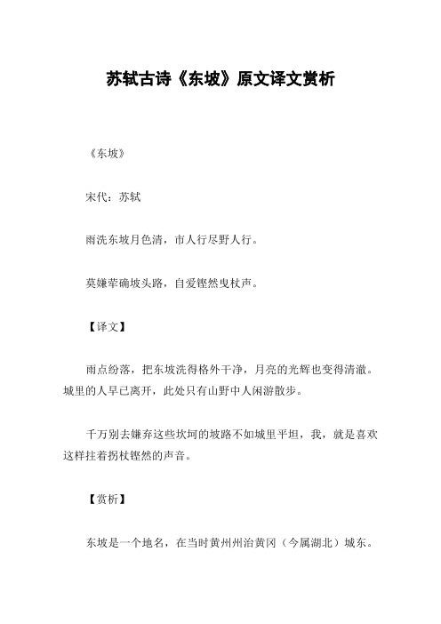 苏轼古诗《东坡》原文译文赏析